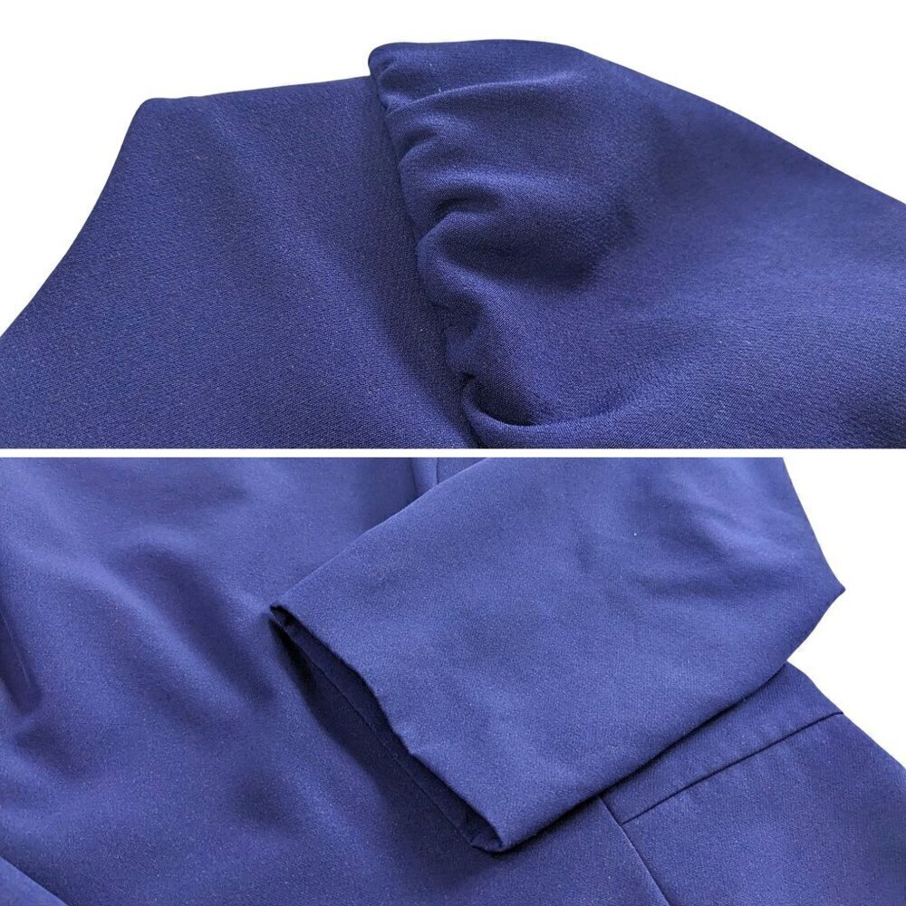 MILLY Clare Indigo Boatneck Puff Sleeve Princess Seam Sheath Mini Dress Size 12 - Picture 5 of 10